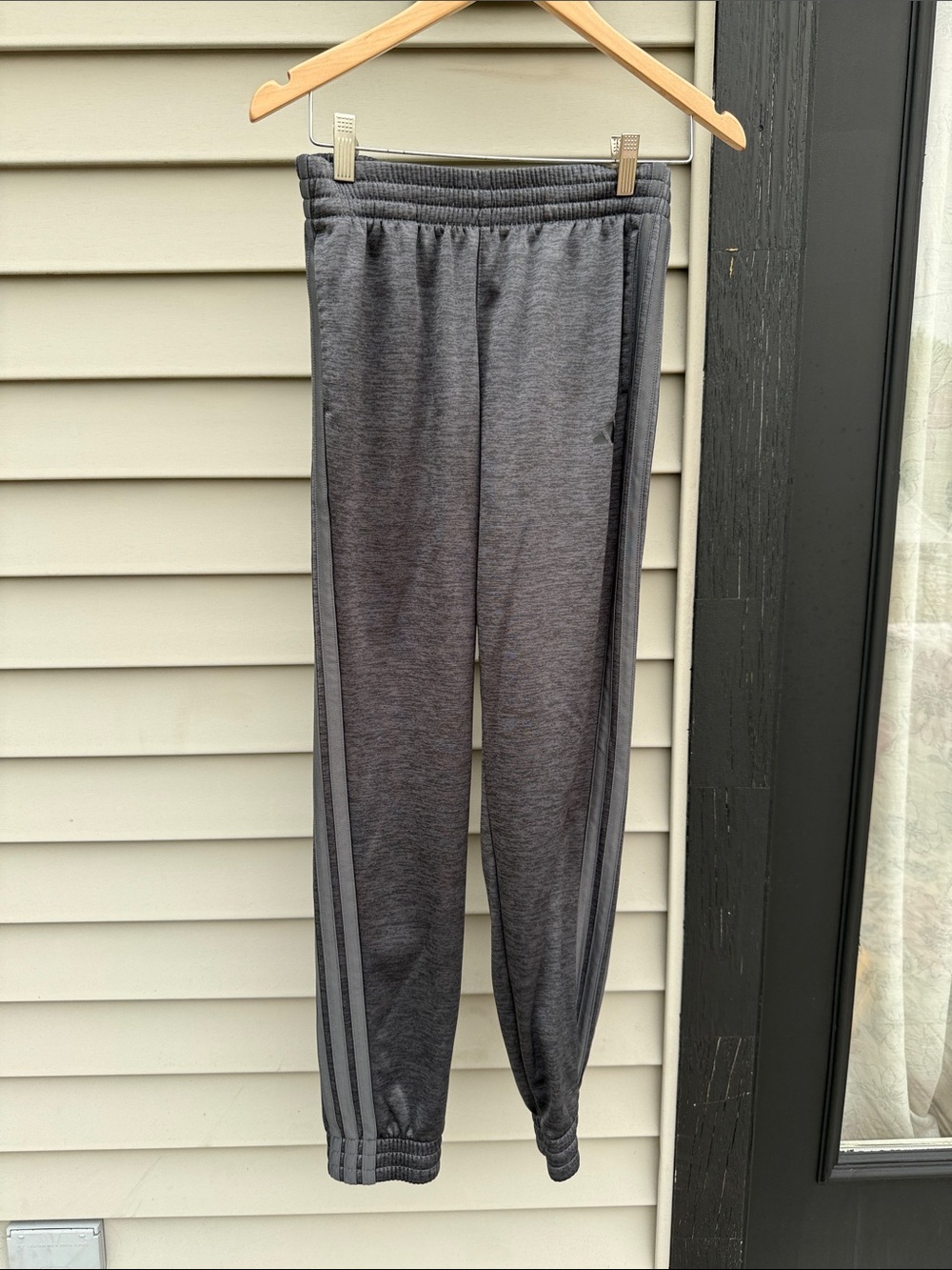 adidas Dark Gray Kids Jogger Sweatpants with Side Stripes